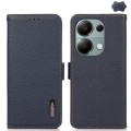 For Xiaomi Redmi Note 13 4G KHAZNEH Side-Magnetic Litchi Genuine Leather RFID Phone Case(Blue)