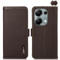 For Xiaomi Redmi Note 13 4G KHAZNEH Side-Magnetic Litchi Genuine Leather RFID Phone Case(Brown)