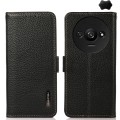 For Xiaomi Redmi A3 KHAZNEH Side-Magnetic Litchi Genuine Leather RFID Phone Case(Black)