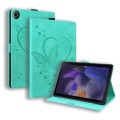 For Samsung Galaxy Tab A9 Love Butterfly Embossed Leather Tablet Case(Mint Green)
