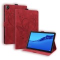 For Samsung Galaxy Tab A9+ Love Butterfly Embossed Leather Tablet Case(Red)