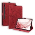 For Samsung Galaxy Tab S9 FE Love Butterfly Embossed Leather Tablet Case(Red)