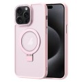 For iPhone 15 Pro Max Skin Feel MagSafe Magnetic Holder Phone Case(Pink)