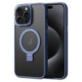For iPhone 15 Pro Max Skin Feel MagSafe Magnetic Holder Phone Case(Dark Blue)