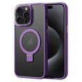 For iPhone 15 Pro Max Skin Feel MagSafe Magnetic Holder Phone Case(Purple)