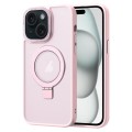 For iPhone 15 Plus Skin Feel MagSafe Magnetic Holder Phone Case(Pink)