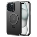 For iPhone 15 Plus Skin Feel MagSafe Magnetic Holder Phone Case(Black)