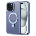 For iPhone 15 Plus Skin Feel MagSafe Magnetic Holder Phone Case(Blue)