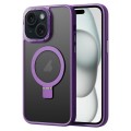 For iPhone 15 Plus Skin Feel MagSafe Magnetic Holder Phone Case(Purple)