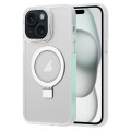 For iPhone 15 Skin Feel MagSafe Magnetic Holder Phone Case(Matte White)