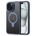 For iPhone 15 Skin Feel MagSafe Magnetic Holder Phone Case(Dark Blue)