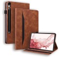 For Samsung Galaxy Tab S9 FE+ Splicing Shockproof Leather Tablet Case(Brown)