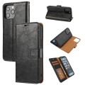 For iPhone 15 Pro Crazy Horse Texture Detachable Horizontal Flip PU Case(Black)