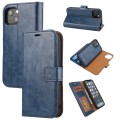 For iPhone 15 Crazy Horse Texture Detachable Horizontal Flip PU Case(Blue)