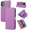 For iPhone 15 Cross Texture Detachable Horizontal Flip PU Leather Case(Purple)