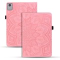 For Lenovo Tab M11 / Xiaoxin Pad 11 2024 Calf Texture Embossed Leather Tablet Case(Pink)