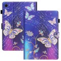 For Samsung Galaxy Tab A9+ Coloured Drawing Stitching Smart PU Tablet Case with Sleep / Wake-up Func