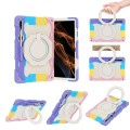 For Samsung Galaxy Tab S9 Ultra Armor Portable Rotating Ring Holder Silicone Tablet Case(Colorful Pi