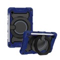 For Samsung Galaxy Tab A9 Armor Portable Rotating Ring Holder Silicone Tablet Case(Navy Blue)