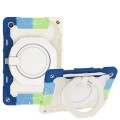 For Samsung Galaxy Tab A9+ Armor Portable Rotating Ring Holder Silicone Tablet Case(Colorful Blue)