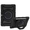 For Samsung Galaxy Tab A9+ Armor Portable Rotating Ring Holder Silicone Tablet Case(Black)