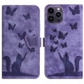 For iPhone 15 Pro Butterfly Cat Embossing Flip Leather Phone Case(Purple)