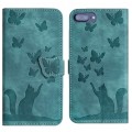 For iPhone 8 Plus / 7 Plus Butterfly Cat Embossing Flip Leather Phone Case(Wathet)