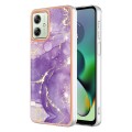 For Motorola Moto G54 Electroplating Marble Dual-side IMD Phone Case(Purple 002)