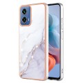 For Motorola Moto G34 Electroplating Marble Dual-side IMD Phone Case(White 006)