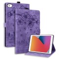 For iPad mini 5 / 4 / 3 / 2 / 1 Cartoon Sakura Cat Embossed Smart Leather Tablet Case(Purple)