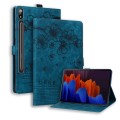 For Samsung Galaxy Tab S9+ /S8+ /S7+ Cartoon Sakura Cat Embossed Smart Leather Tablet Case(Blue)