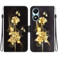 For Honor X5 Plus / Play 40C Crystal Texture Colored Drawing Leather Phone Case(Gold Butterfly Rose)