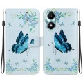 For Honor X5 Plus / Play 40C Crystal Texture Colored Drawing Leather Phone Case(Blue Pansies)