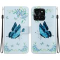 For Honor X6a Crystal Texture Colored Drawing Leather Phone Case(Blue Pansies)