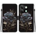 For Infinix Smart 7 HD Crystal Texture Colored Drawing Leather Phone Case(Black Rose)
