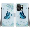 For Infinix Smart 7 HD Crystal Texture Colored Drawing Leather Phone Case(Blue Pansies)