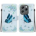 For Infinix Hot 40 / 40 Pro Crystal Texture Colored Drawing Leather Phone Case(Blue Pansies)