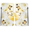 For iPhone SE 2022 / SE 2020 Crystal Texture Colored Drawing Leather Phone Case(Gold Butterfly Epiph