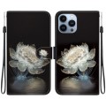 For iPhone 14 Pro Max Crystal Texture Colored Drawing Leather Phone Case(Crystal Peony)