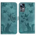 For Xiaomi 12T / 12T Pro Butterfly Cat Embossing Flip Leather Phone Case(Wathet)