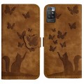 For Xiaomi Redmi 10 Butterfly Cat Embossing Flip Leather Phone Case(Brown)