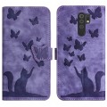 For Xiaomi Redmi Note 8 Pro Butterfly Cat Embossing Flip Leather Phone Case(Purple)