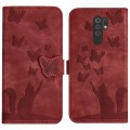 For Xiaomi Redmi Note 8 Pro Butterfly Cat Embossing Flip Leather Phone Case(Red)