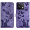 For Xiaomi Redmi Note 13 5G Butterfly Cat Embossing Flip Leather Phone Case(Purple)