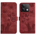 For Xiaomi Redmi Note 13 5G Butterfly Cat Embossing Flip Leather Phone Case(Red)