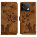 For Xiaomi Redmi Note 13 5G Butterfly Cat Embossing Flip Leather Phone Case(Brown)