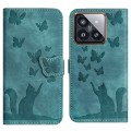 For Xiaomi 14 Butterfly Cat Embossing Flip Leather Phone Case(Wathet)