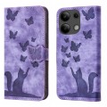 For Xiaomi Redmi Note 13 4G Butterfly Cat Embossing Flip Leather Phone Case(Purple)