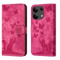 For Xiaomi Redmi Note 13 4G Butterfly Cat Embossing Flip Leather Phone Case(Pink)