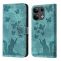 For Xiaomi Redmi Note 13 4G Butterfly Cat Embossing Flip Leather Phone Case(Wathet)